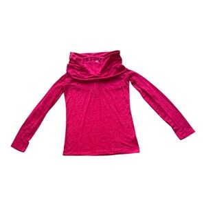 Gap Womens Small Magenta Pink Cowl Neck Long Sleeve Heathered Knit Top S